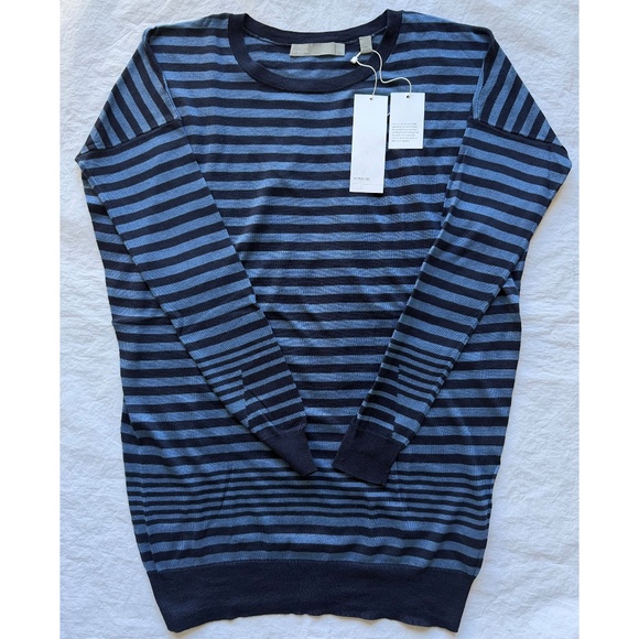 VINCE NWT OVERSIZED STRIPE COTTON/SILK/CASHMERE NEW COASTAL SWEATER. SIZE XS - Picture 10 of 12